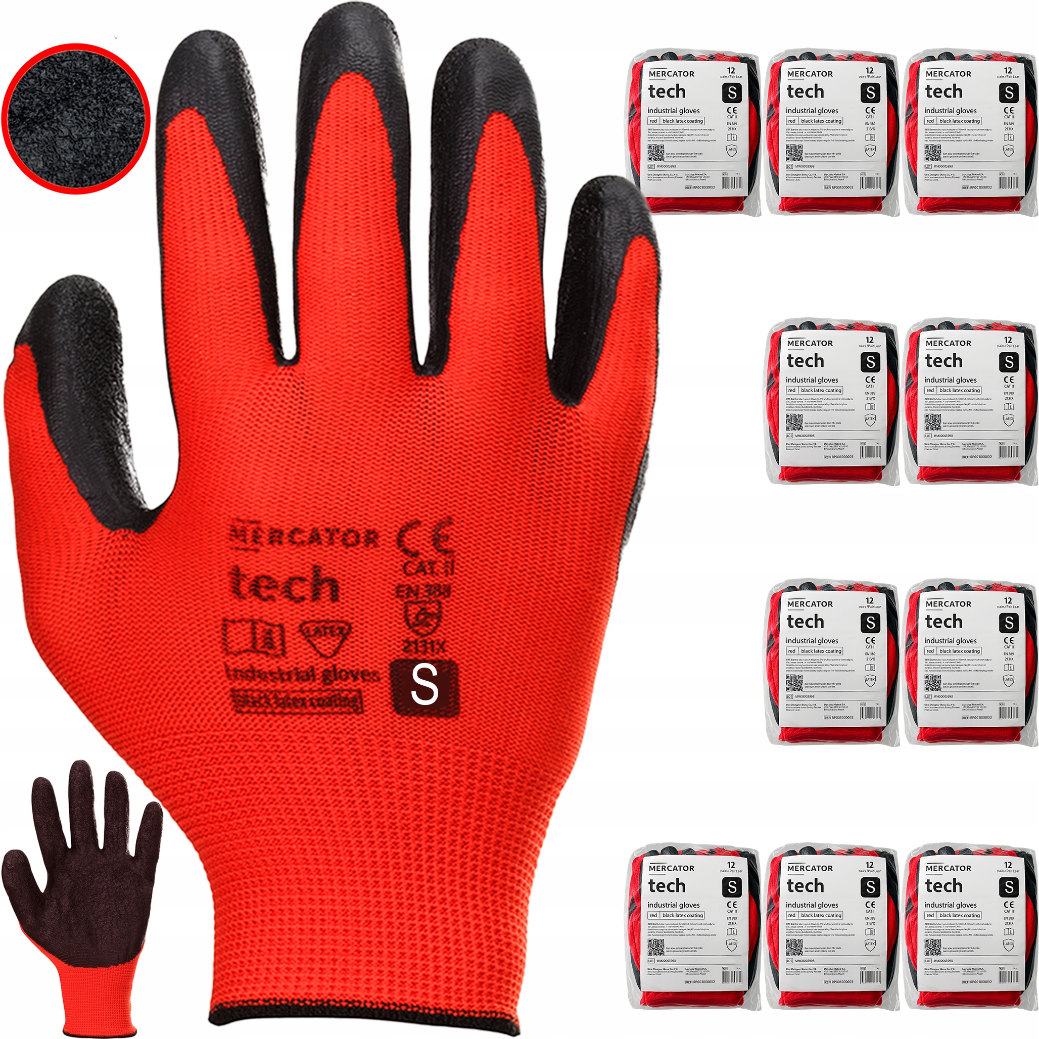 Pracovní Rukavice Latexová Dílna Mercator Červené Lehké vel. S 120 Párů