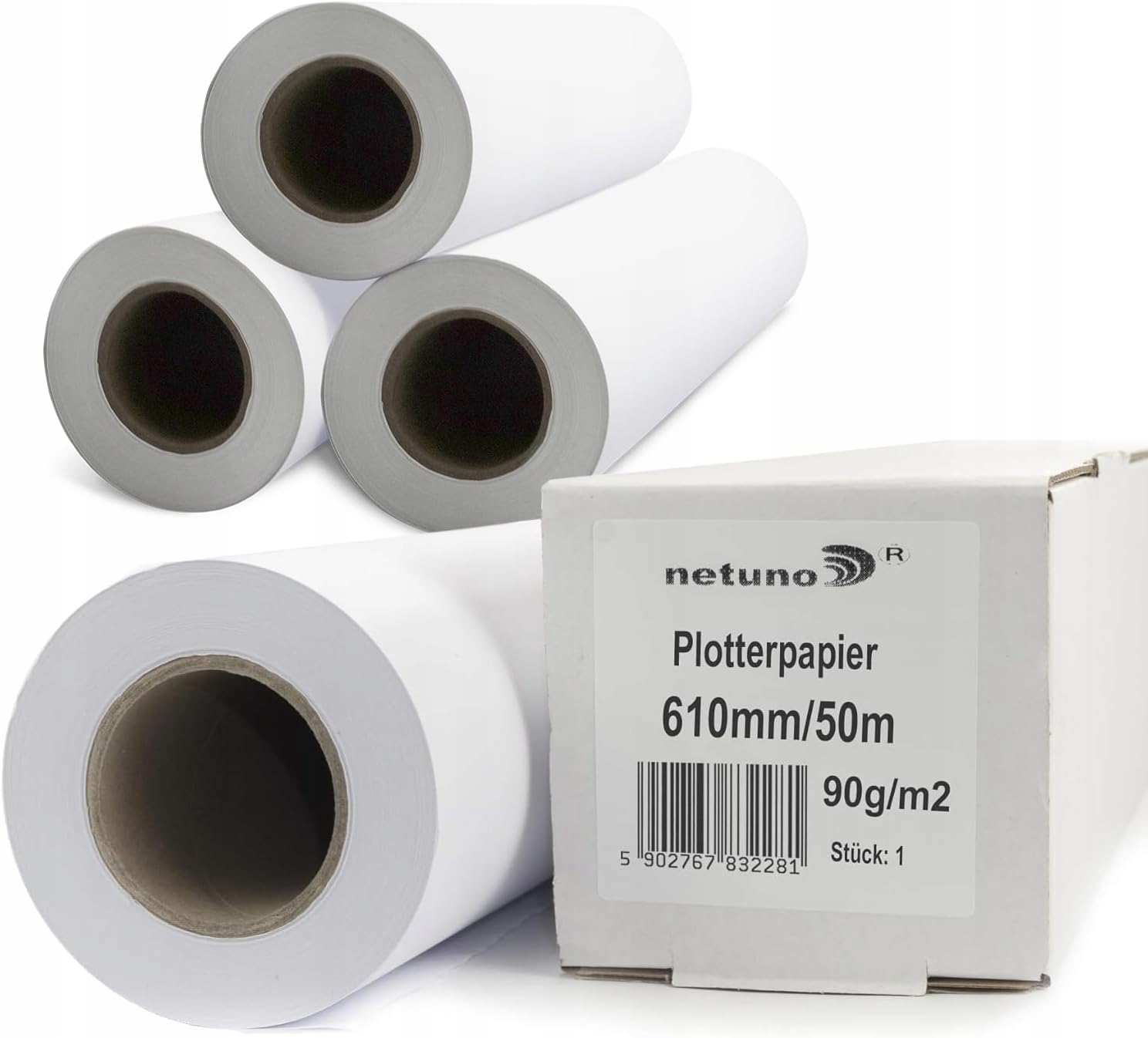 Sada 4 rolí Papír do plotru v roli 610 x 50 m 90 g pro tisk Cad plánů