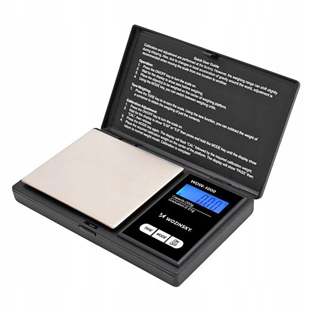Waga jubilerska Wozinsky WDW-1000 200g 0,01g precyzyjna podświetlana czar