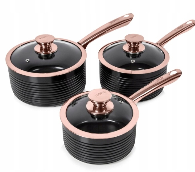 Hrnce Sada hrncov Rajnica čierna Ružová nepriľnavá Rose Gold zlato
