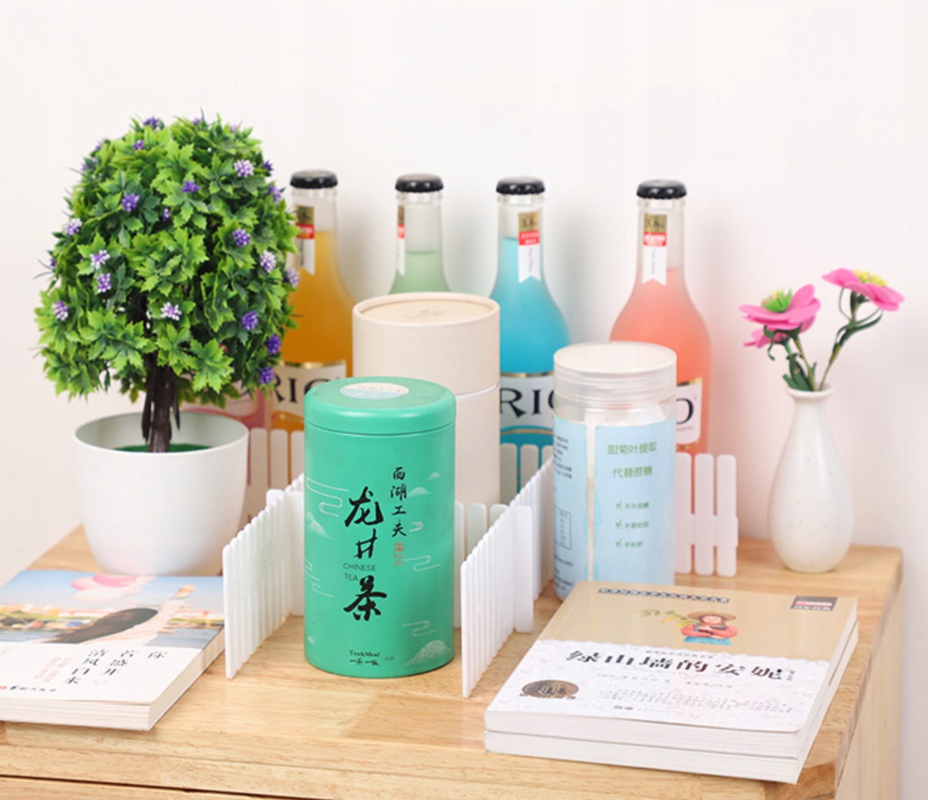 Przegródki organizer do szuflady garderoby szafy separator na biurko biały Kolor biały