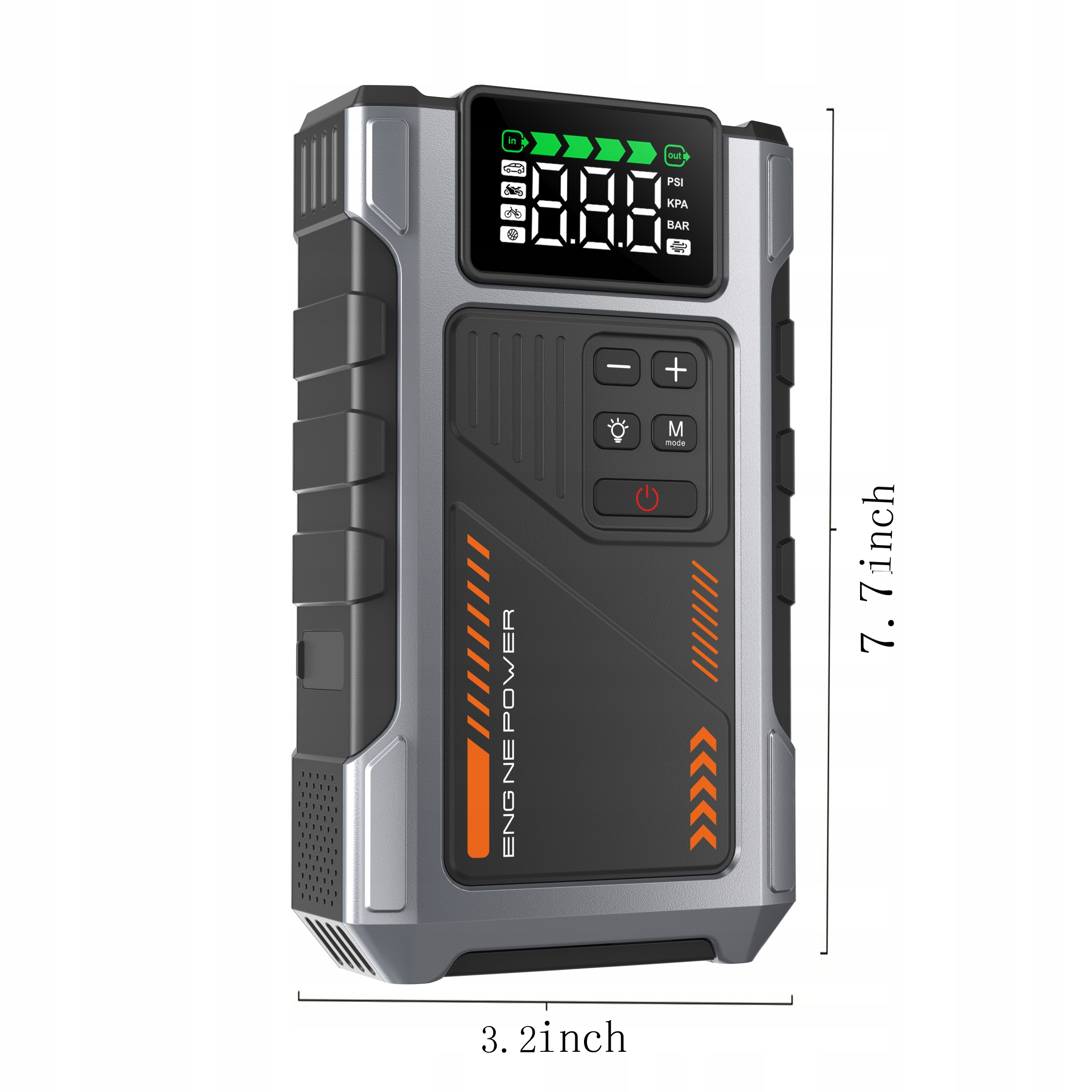 EIGOTRAV Powerbank Z Kompresorem 150 PSI 6000A Do 75L Benzyny 6L Diesla — miniatura 5