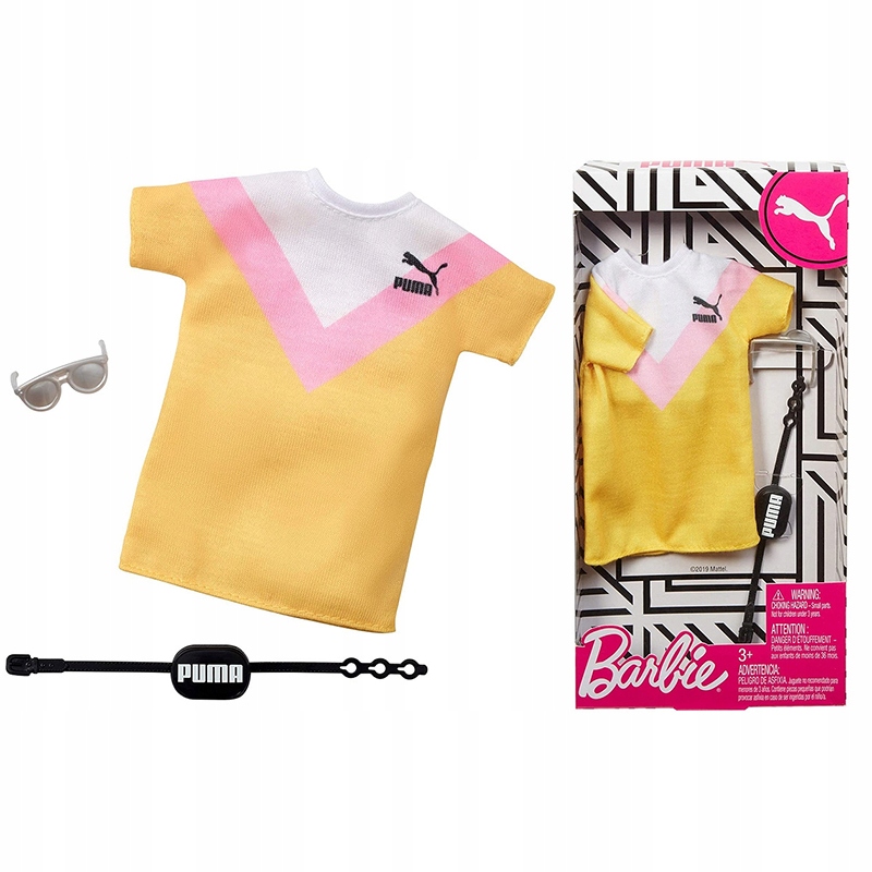 

Barbie ubranka dla lalki Puma sukienka okulary