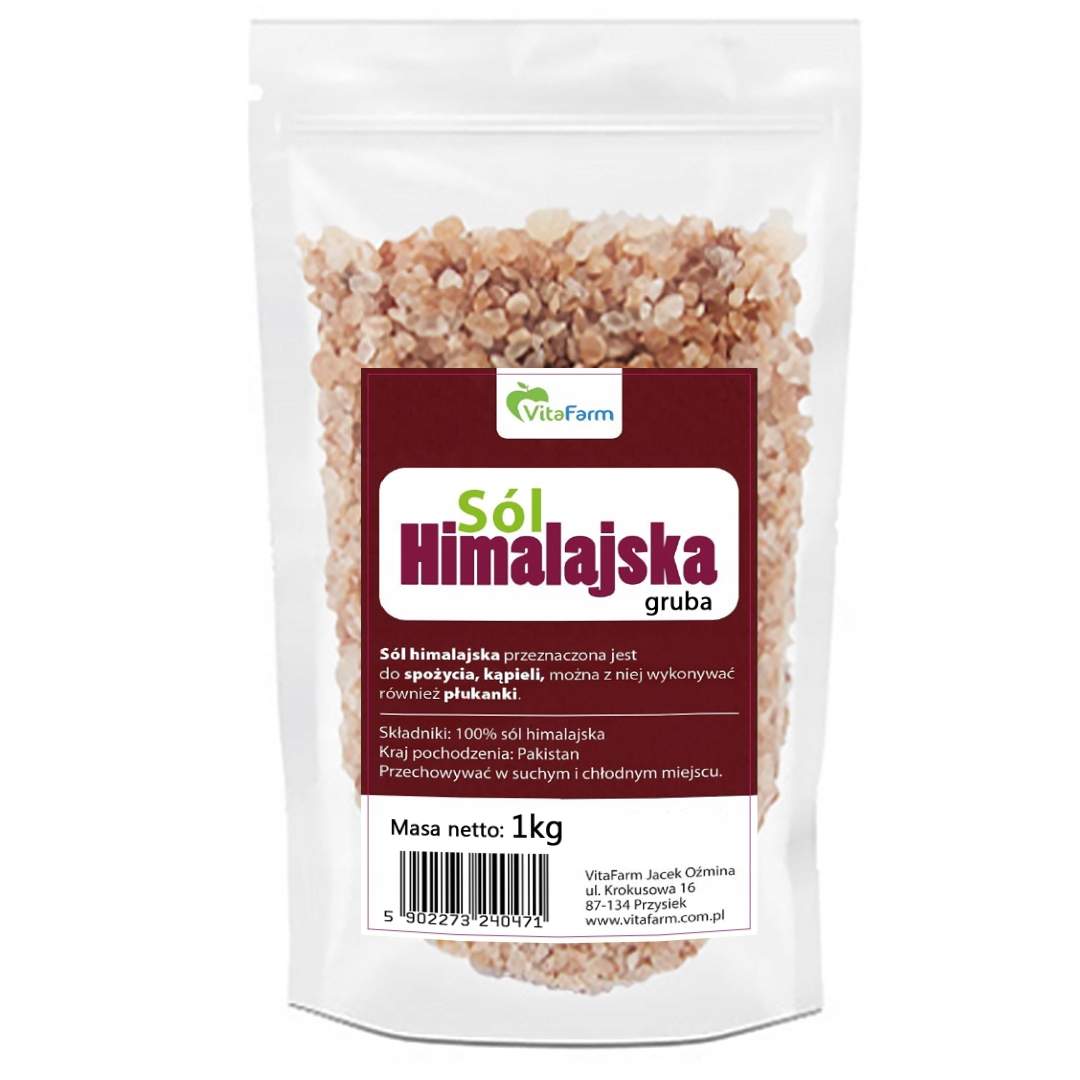Sól Himalajska GRUBA 1kg RÓŻOWA NATURALNA