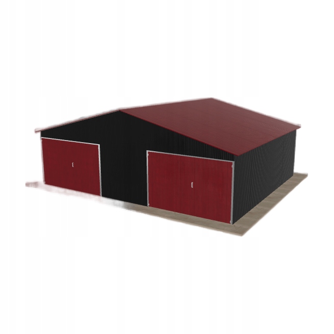 Plechová garáž 8x6.5 m dvoupolohová, dvoupolohová, černá