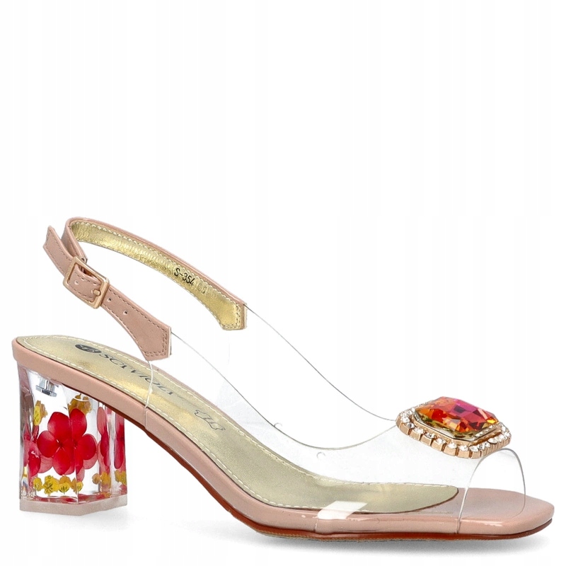 Silikonové sandály na módním podpatku Scaviola S-354 Béžové 37