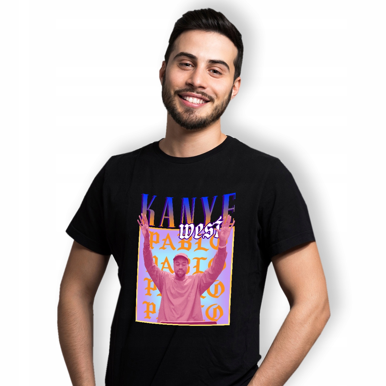 

Koszulka Męska Czarna Raperskie Kayne West Wz M
