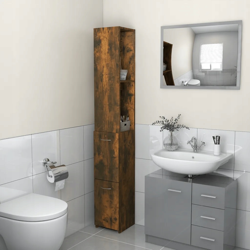 Petrashop Koupelnová skříňka kouřový dub 25x26,5x170 cm kompozitní dřevo H