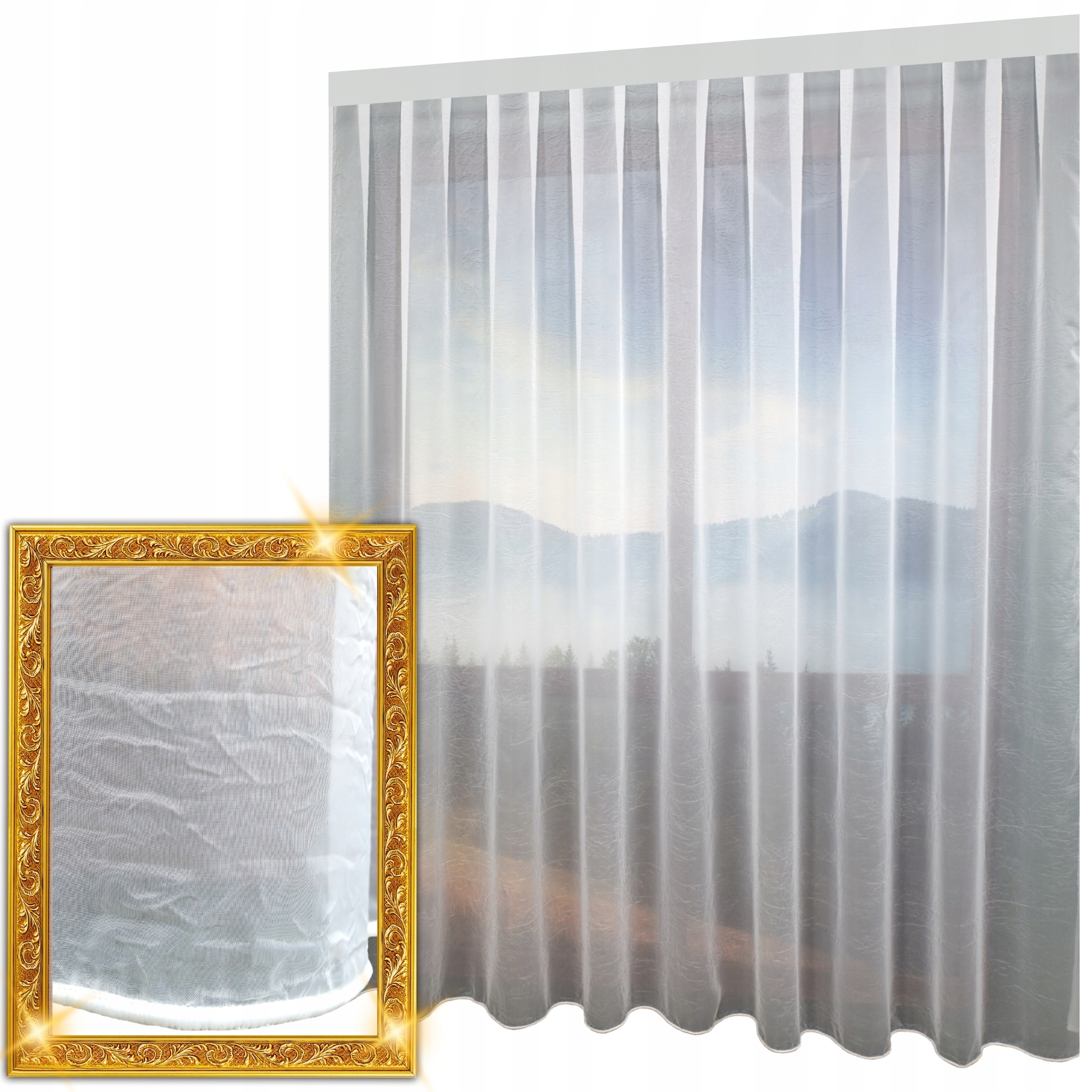 Hotová Záclona Bílá Voál Kresz S Olovnicí Na Pásku Do Obývacího Pokoje 550x240