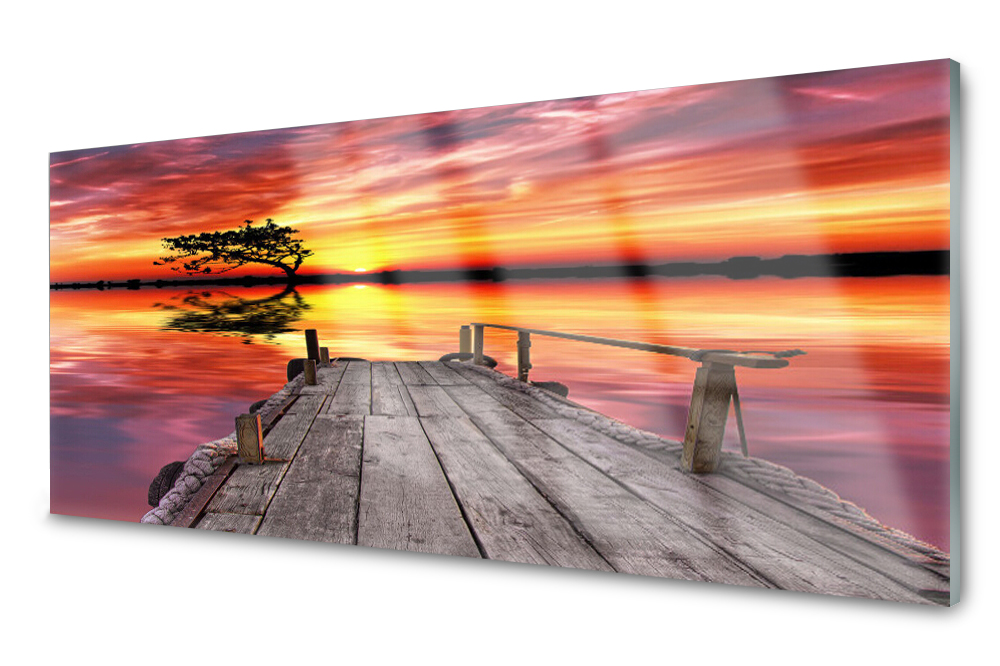 Sklenený panel do kuchyne Mólo Jazero 125x50