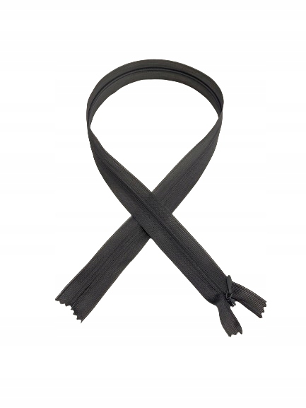 Zamek Suwak Nierozdzielczy Kryty Koronka 60cm Szary