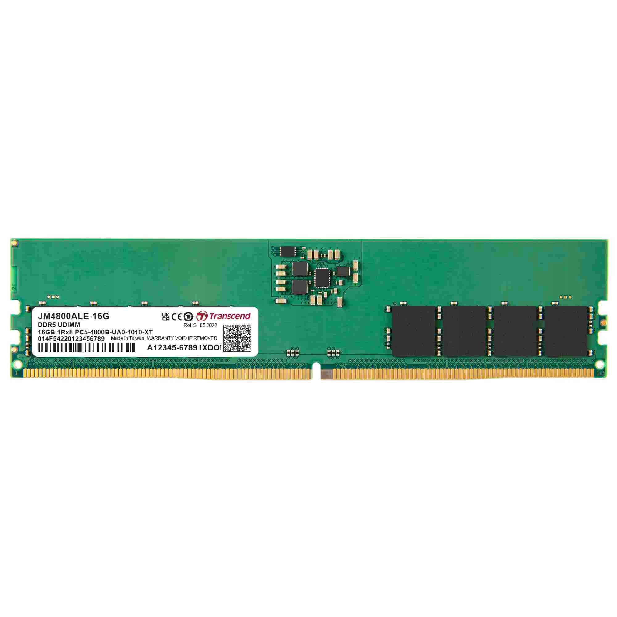 Transcend DIMM DDR5 16GB 4800MHz 1Rx8 2Gx8 CL40 1.1V JM4800ALE-16G