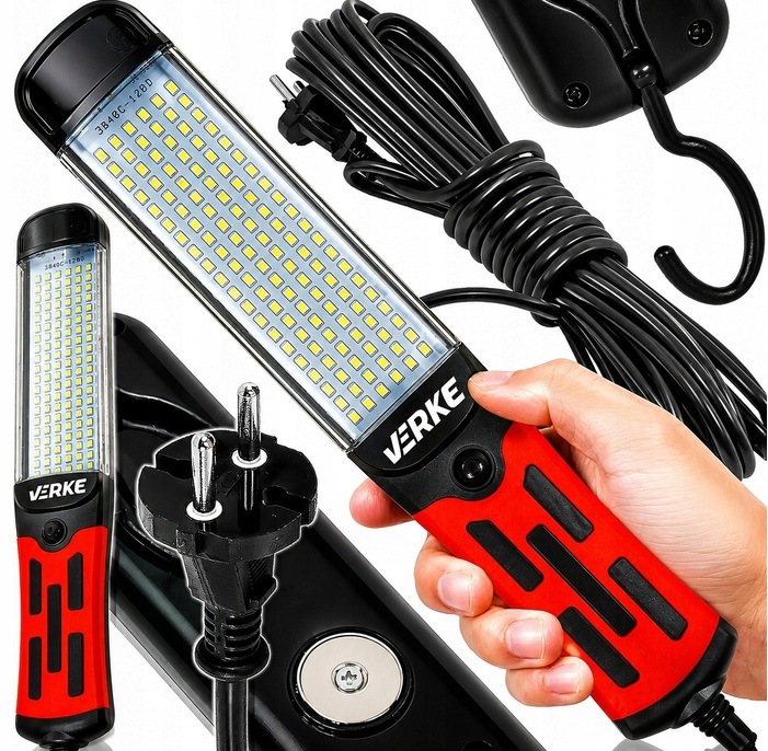 Verke V87505 Latarka Warsztatowa Lampa Kanałowa 120LED Kabel 10M Hak Mocna