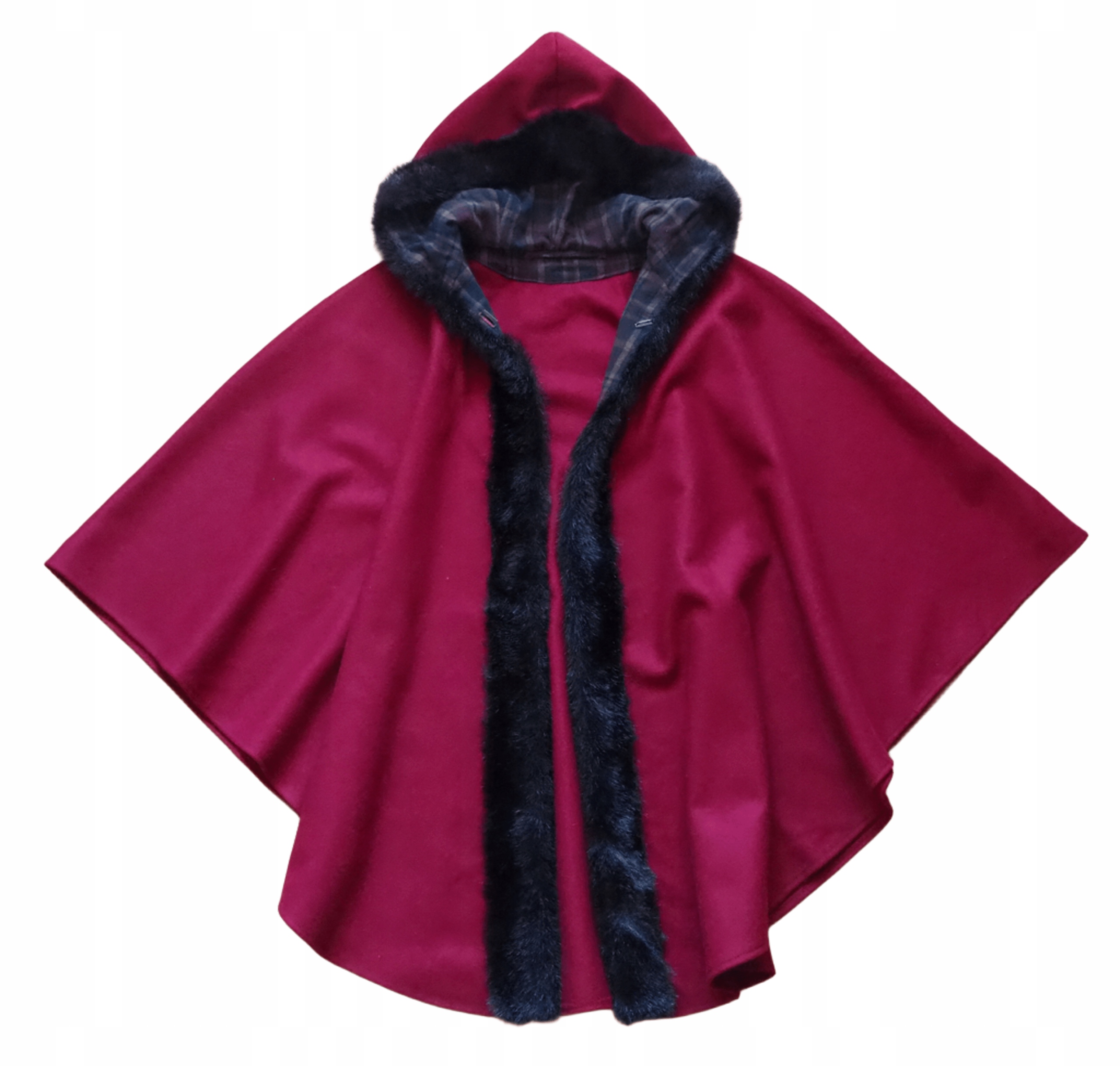BORDOWE PONCZO DAMSKIE Z KAPTUREM __ R. 54/56