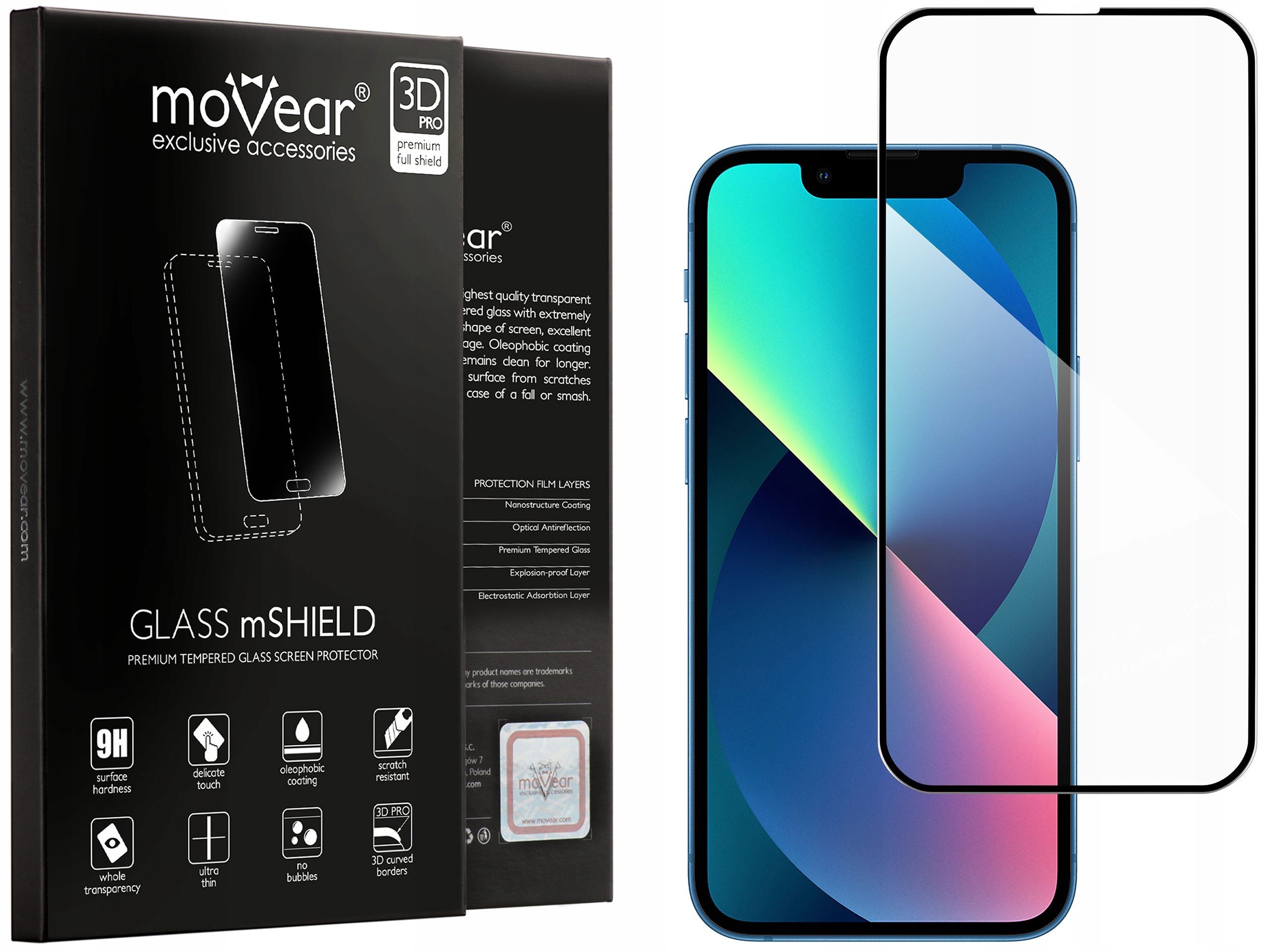 

Szkło Hartowane na iPhone 13 Mini pełne Movear 3D