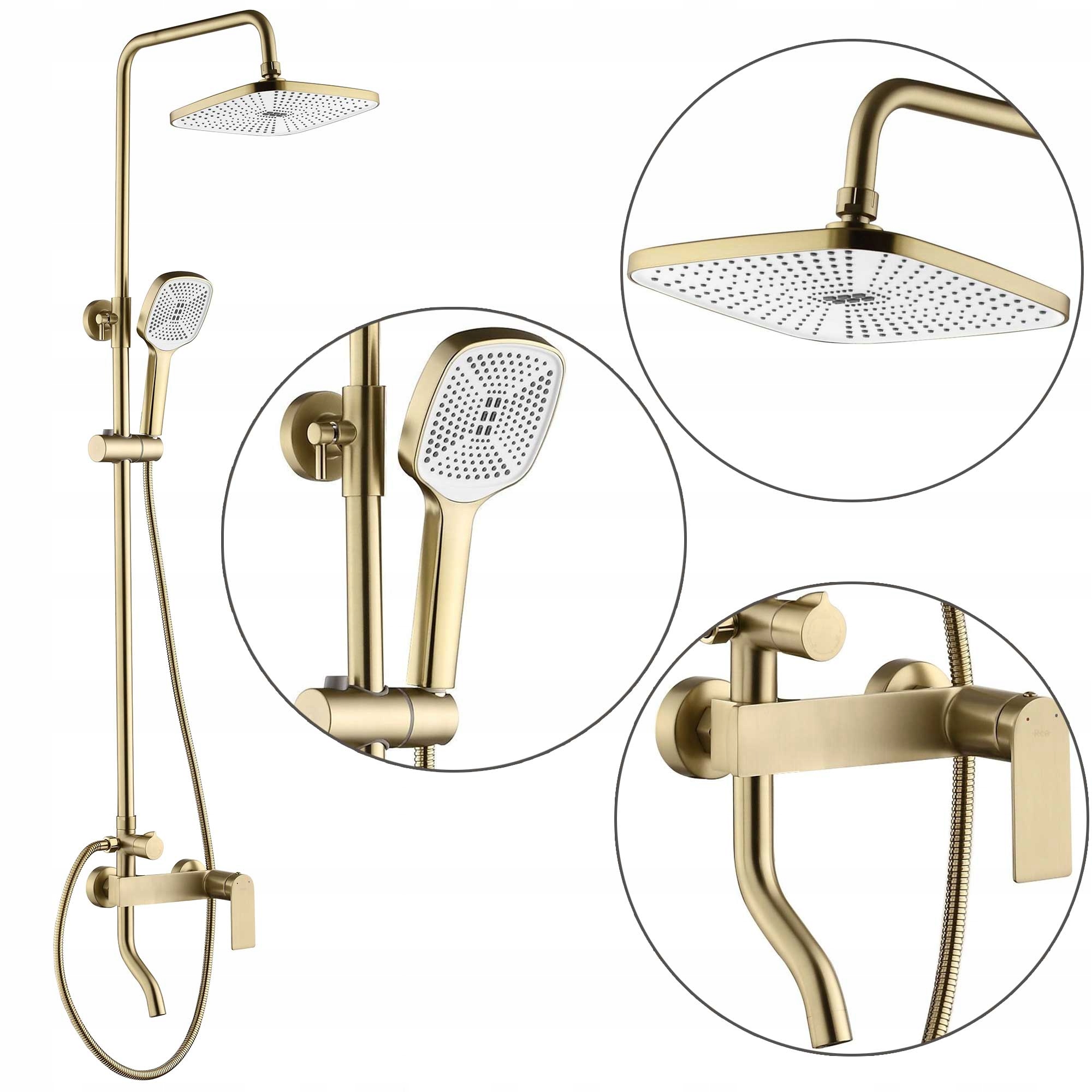 Sprchová sada s dažďovou sprchou 23 cm Rea Storm Brush Gold Dlhá výtoková nádrž