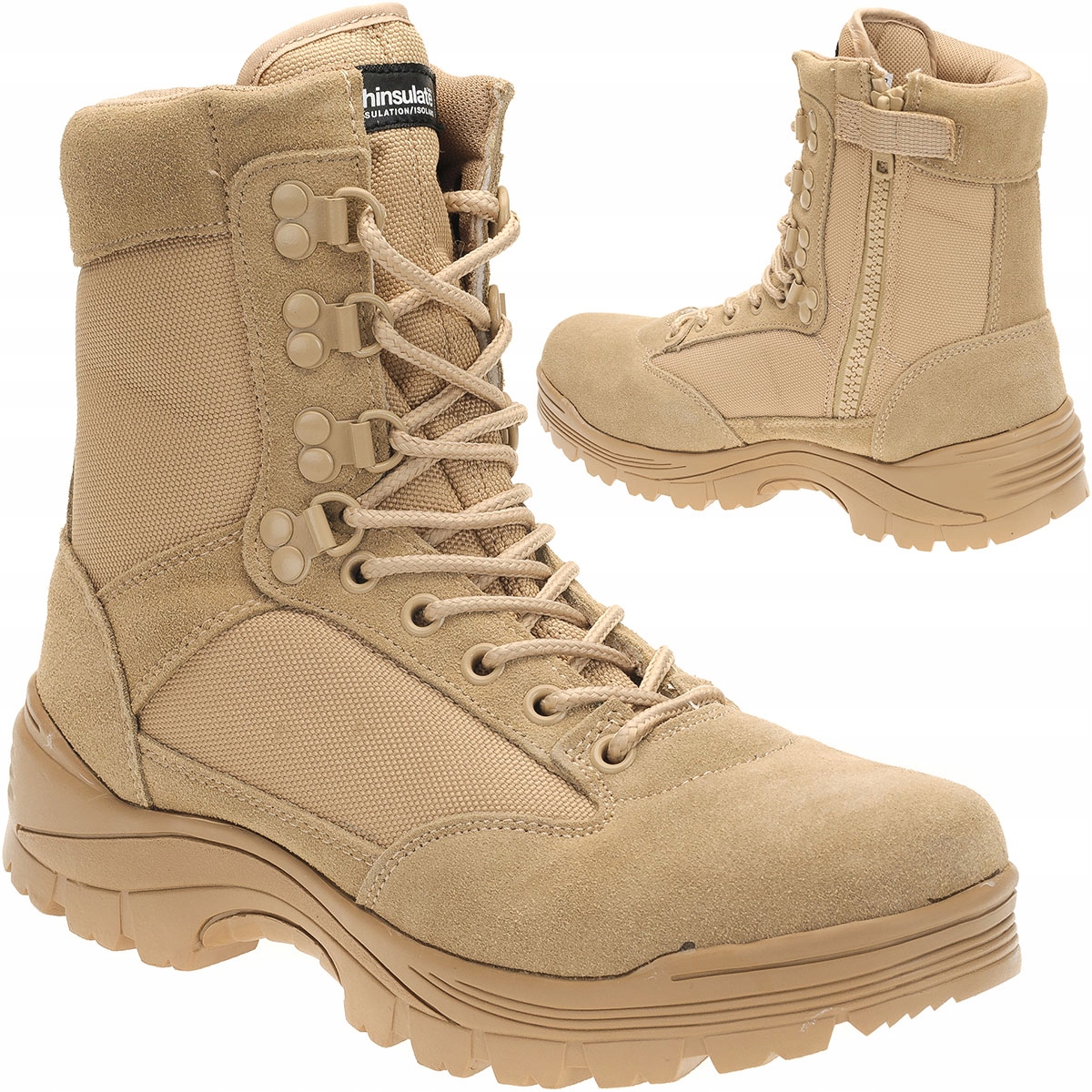 Pánské taktické vojenské trekové boty Mil-Tec s zipem Ykk Khaki 41