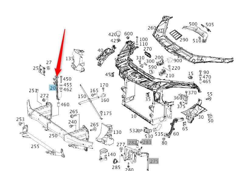 Upevnění radaru Mercedes Gle A1666264031
