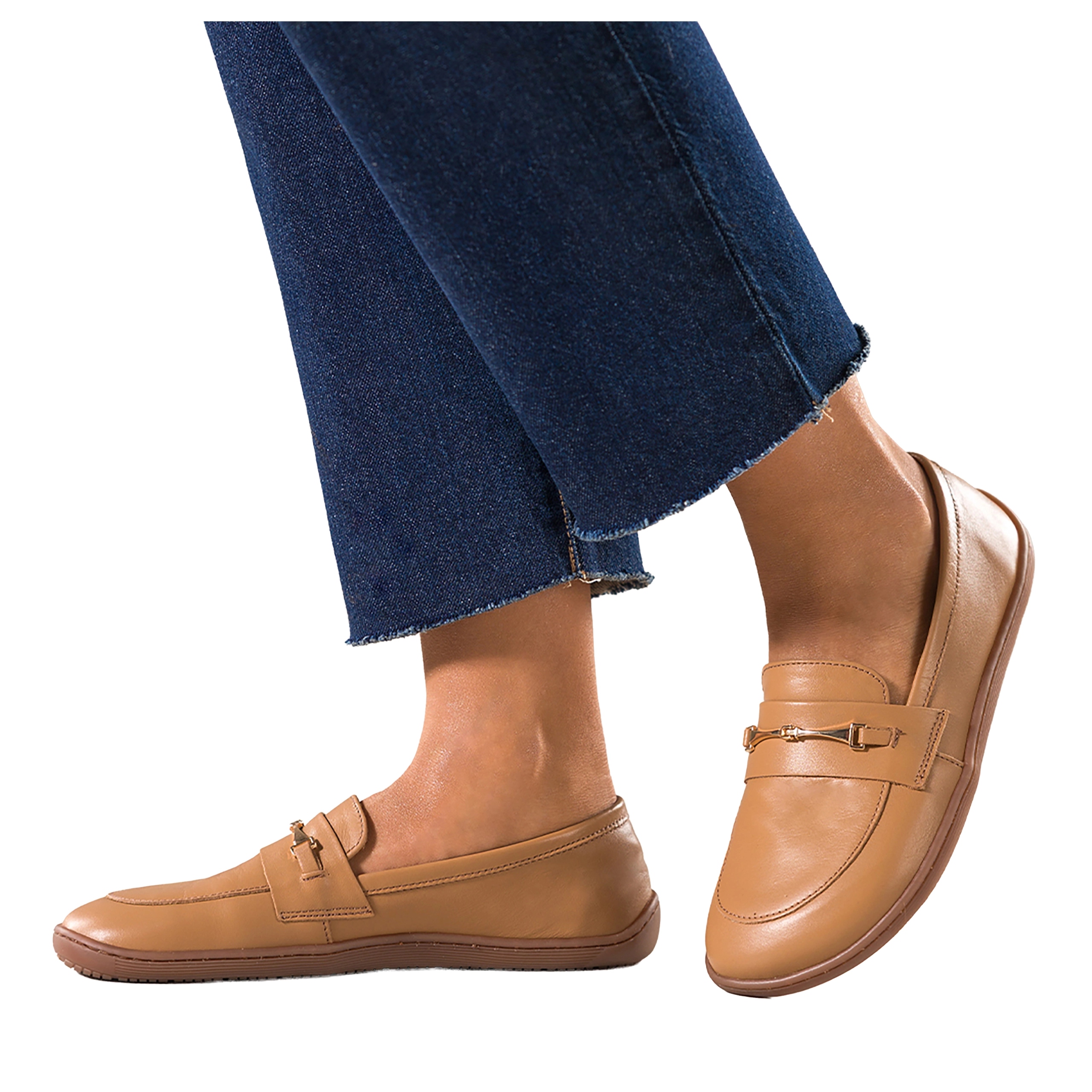 Camelové Mokasíny Barefoot Dámské Kožené Zlaté Sponky Široké r 41