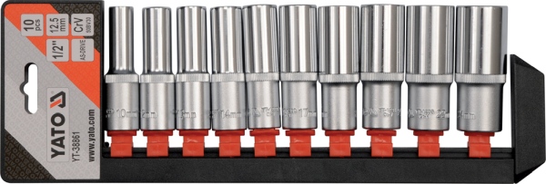Zestaw nasadek długich 1/2", 10 częsci Yato YT-38861