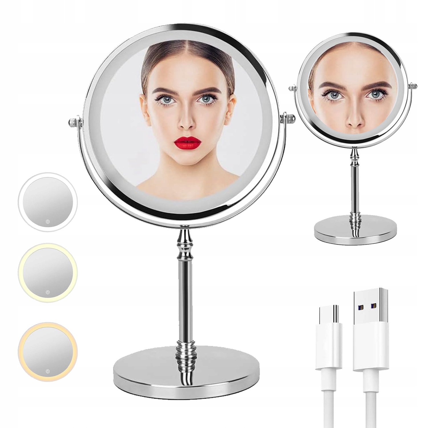 Kosmetické Zrcátko Zrcadlo Na Líčení, Oboustranné, Zvětšovací, Stojící