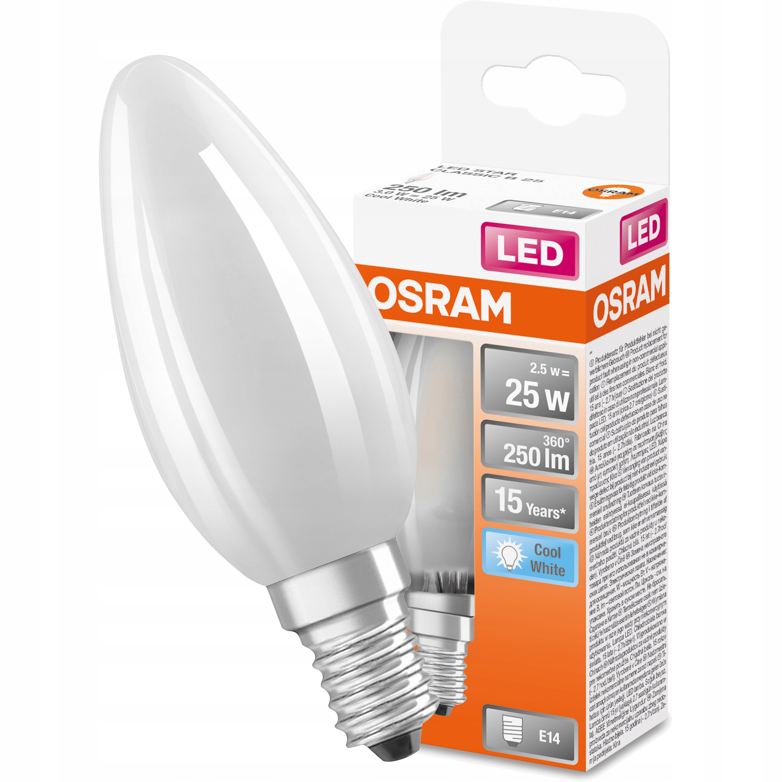 

Żarówka Led Świeczka E14 2,5W 4000K Filament Osram