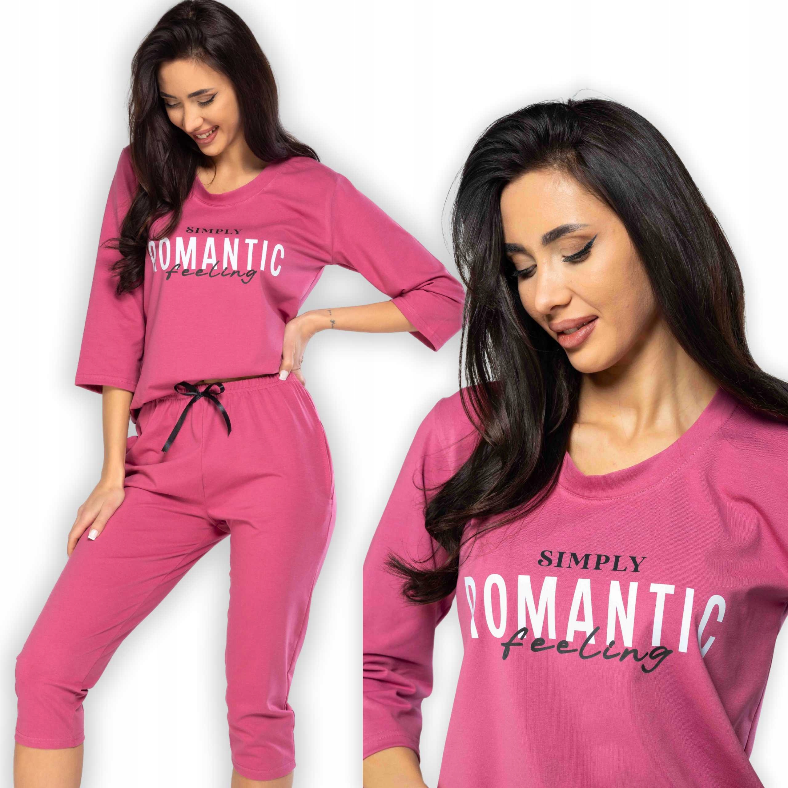 Dámské Pyžamo Na Jaro Kuba 3/4 Rukáv 3/4 Kalhoty Růžová Romantic 7XL Velká