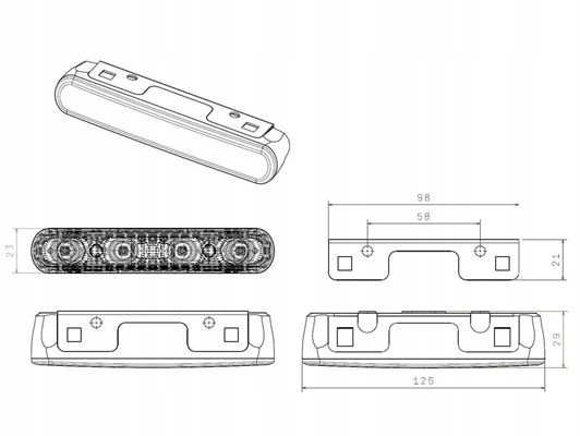 SWIATLA LED DO JAZDY DZIENNEJ 4 LED MAGNETI MARELL Car type Passenger cars Cargo vans Trucks