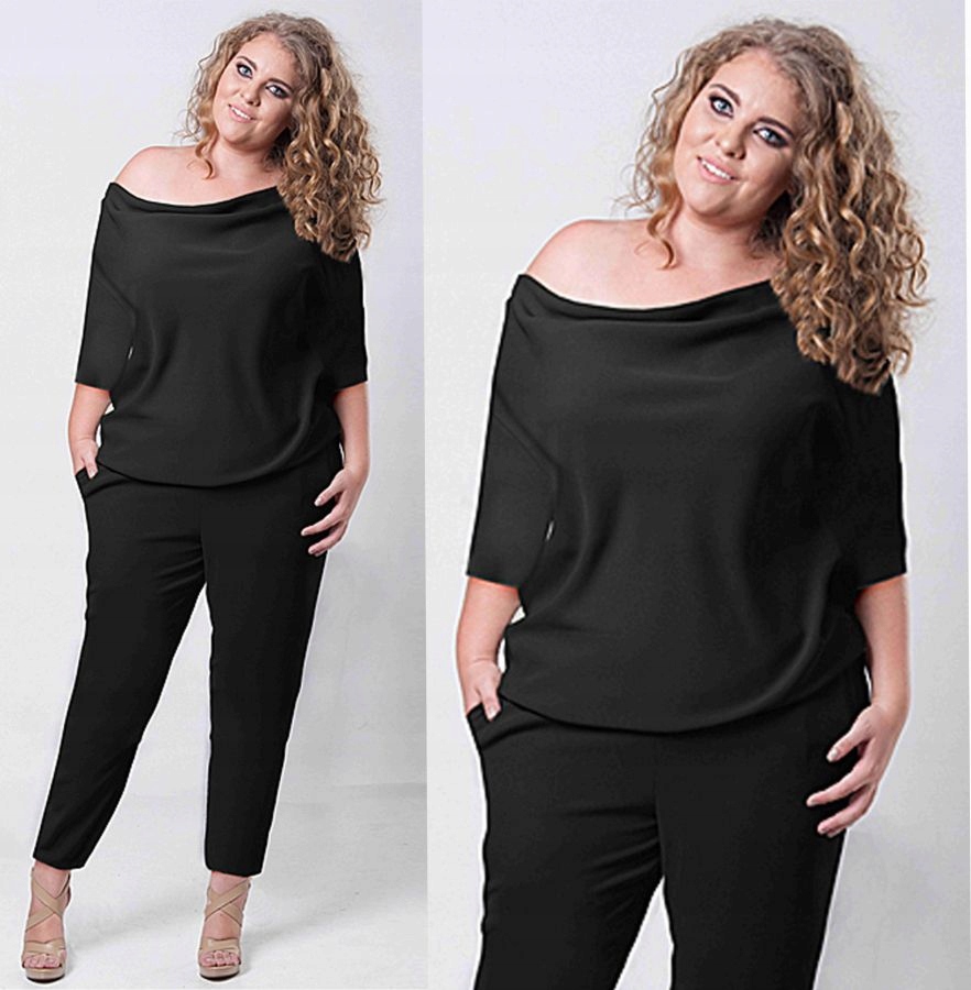 Černá pohodlná Elegantní kombinéza na Slavnost (48-54) * Zeštíhluje* 52