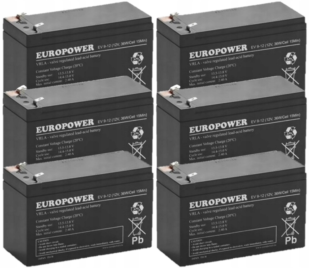 TBC31 BATERIE ZESTAW AKUMULATORÓW DO UPS APC EATON POWERWALKER 6x EV 9-12
