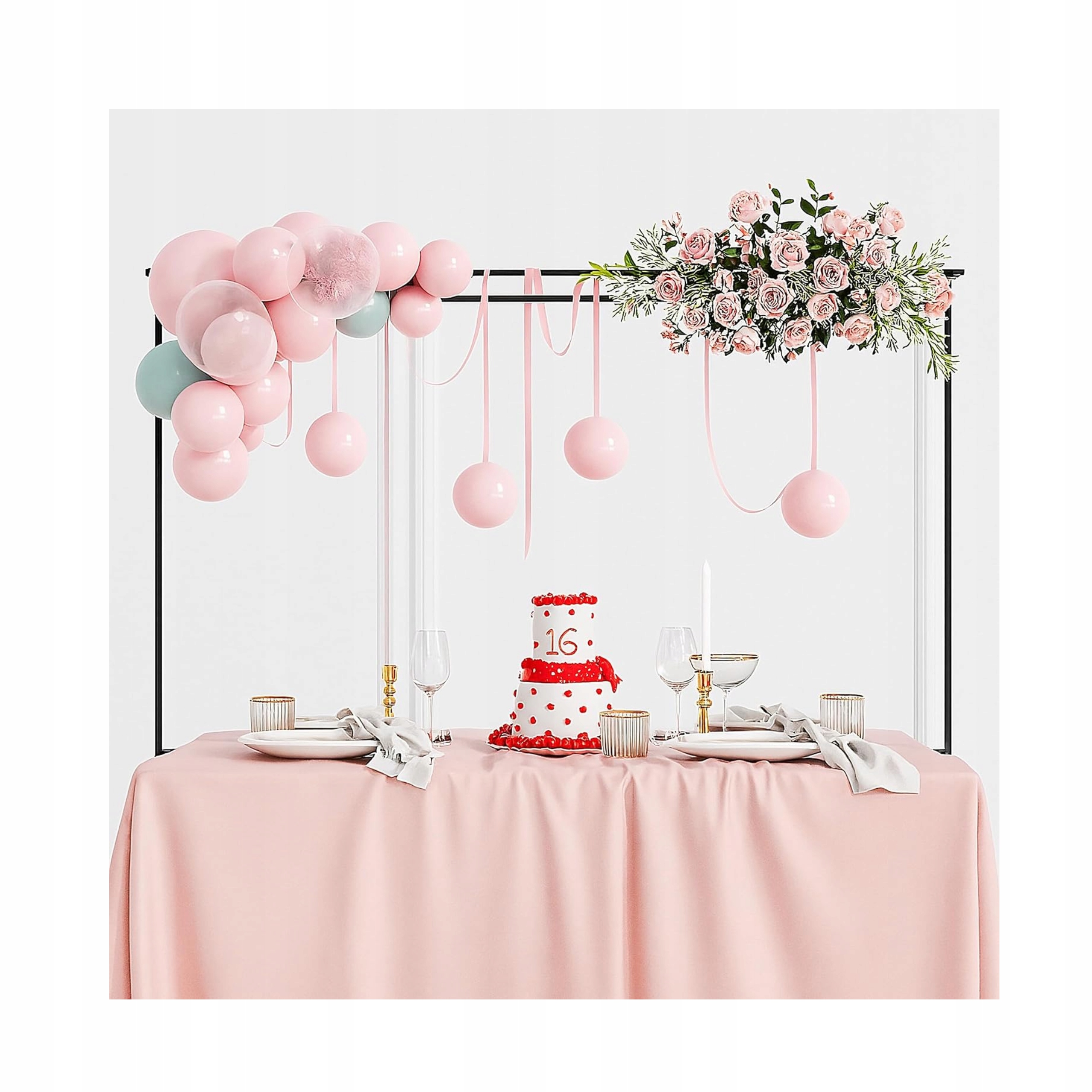 Regulovatelný dekorativní oblouk na stůl 102-260 cm, 2 x kovová černá tyč XXL