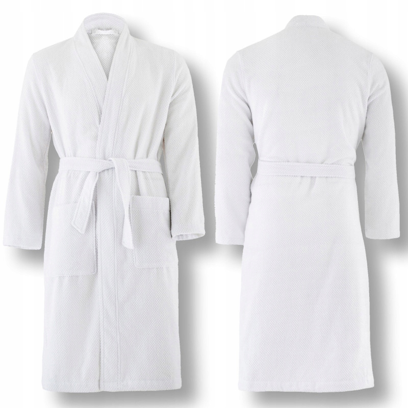 Hotelový župan bílý, měkký, nadýchaný, velikost M 250 g/m2, 100% bavlna
