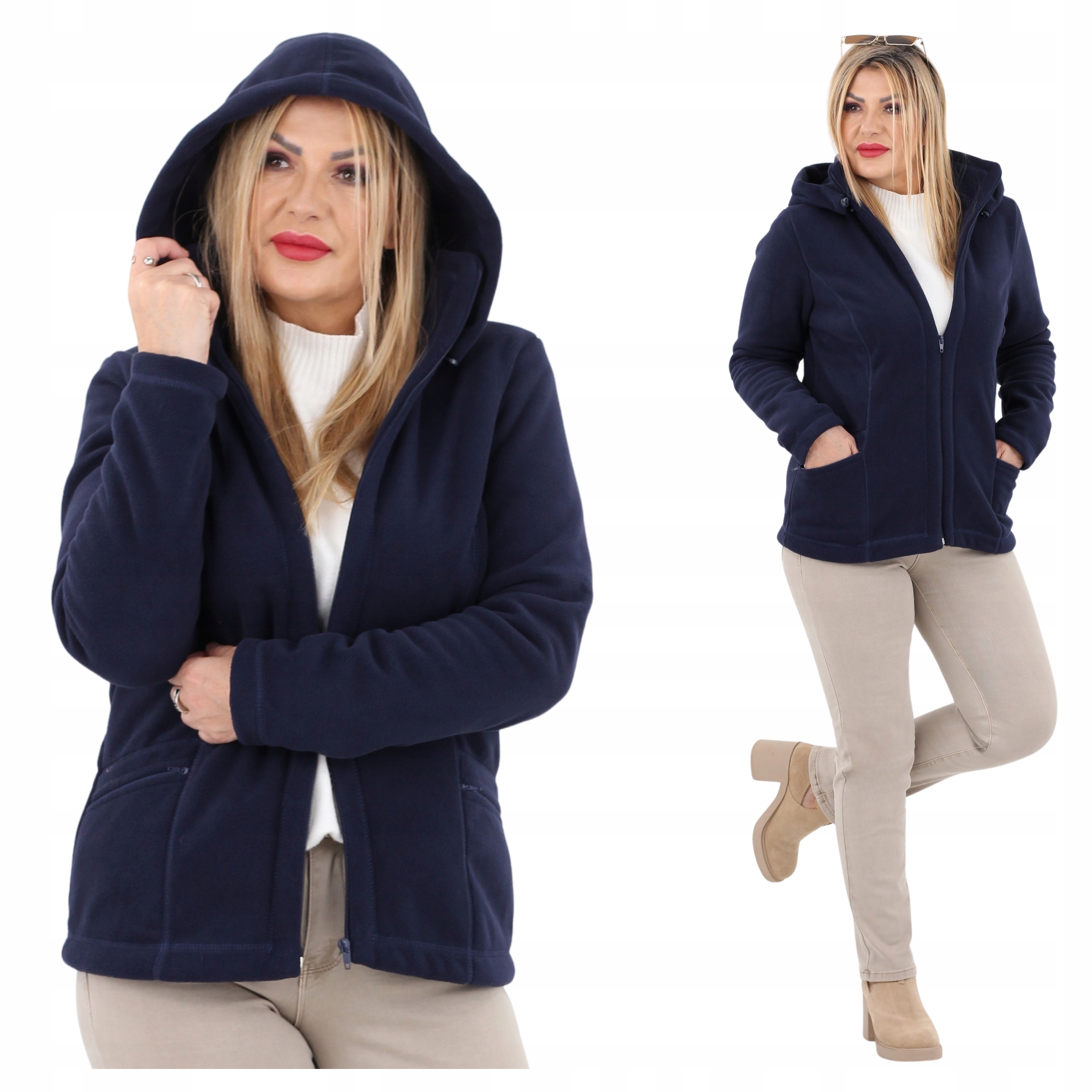 Bluza Polarowa Duże Rozmiary Polski Producent Ciepła Rozpinana Z Kapturem