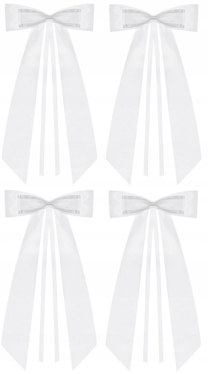 KOKARDY kokardki z muchą białe 14 cm 4 szt.