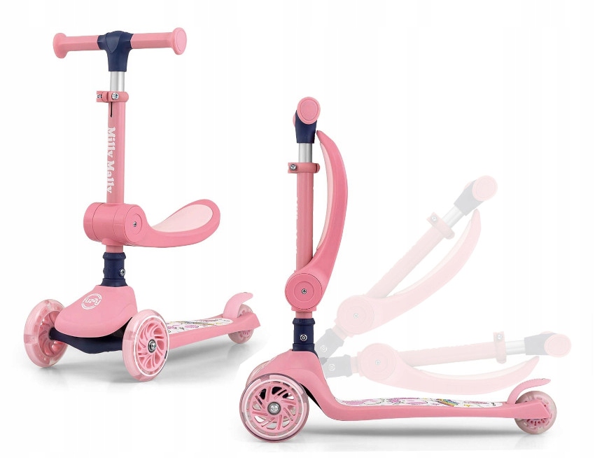 Milly Mally Scooter Fuzzy hulajnoga 24m+ jeździk 18m+ Pink