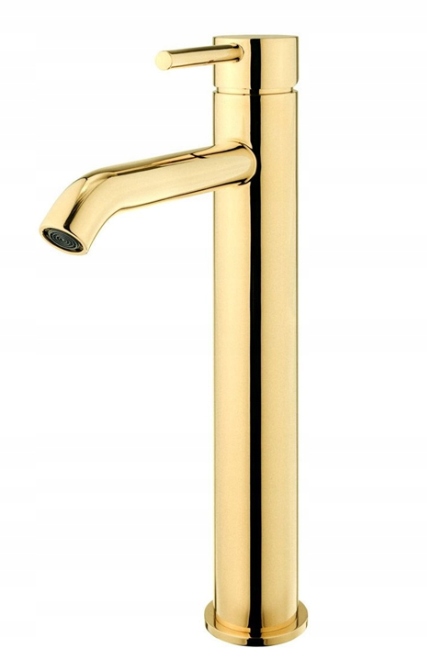 Bateria Umywalkowa Stojąca Pionowa Wysoka Złoty Połysk