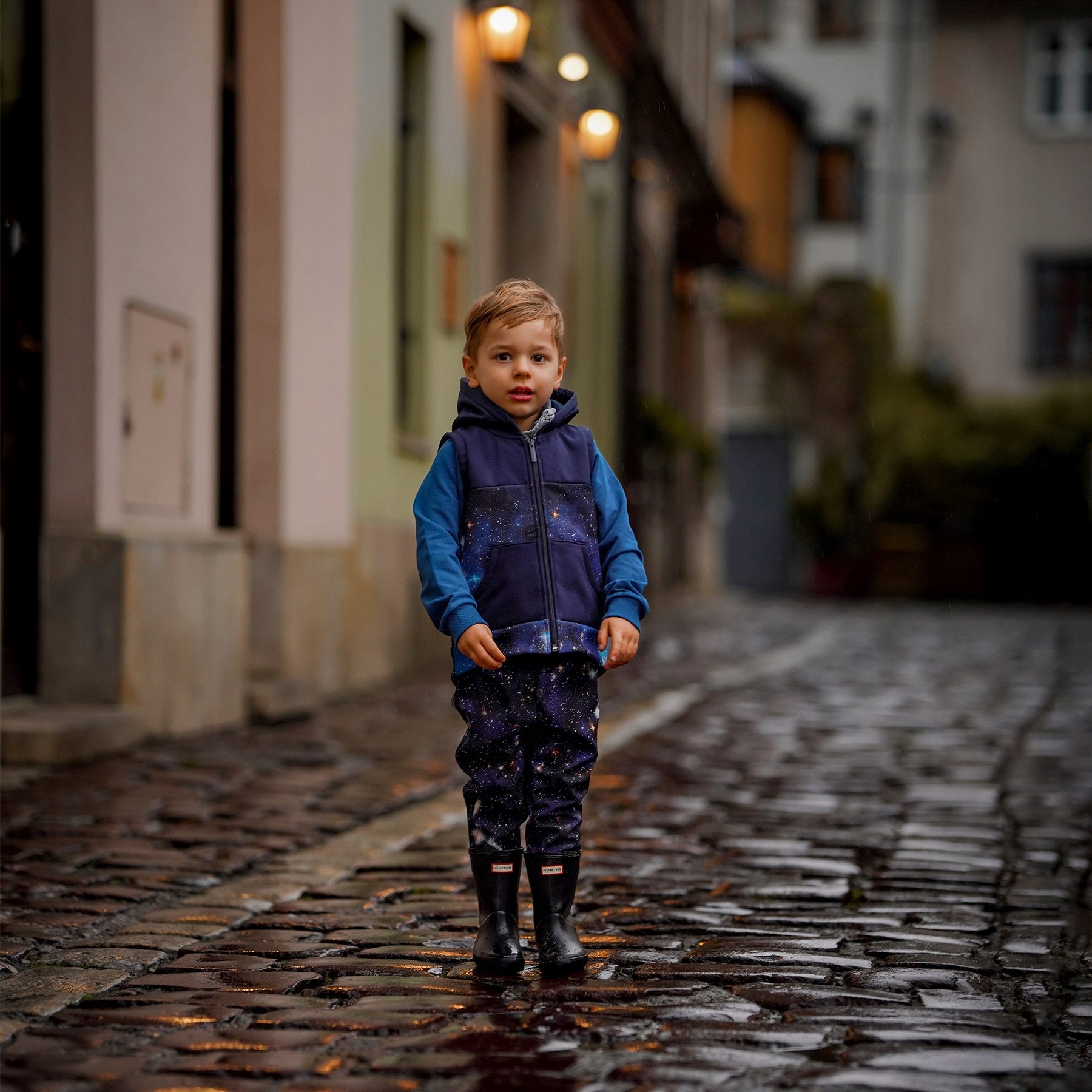 TuSzyte | Spodnie softshell Galaktyka R.128 Wzór dominujący inny wzór