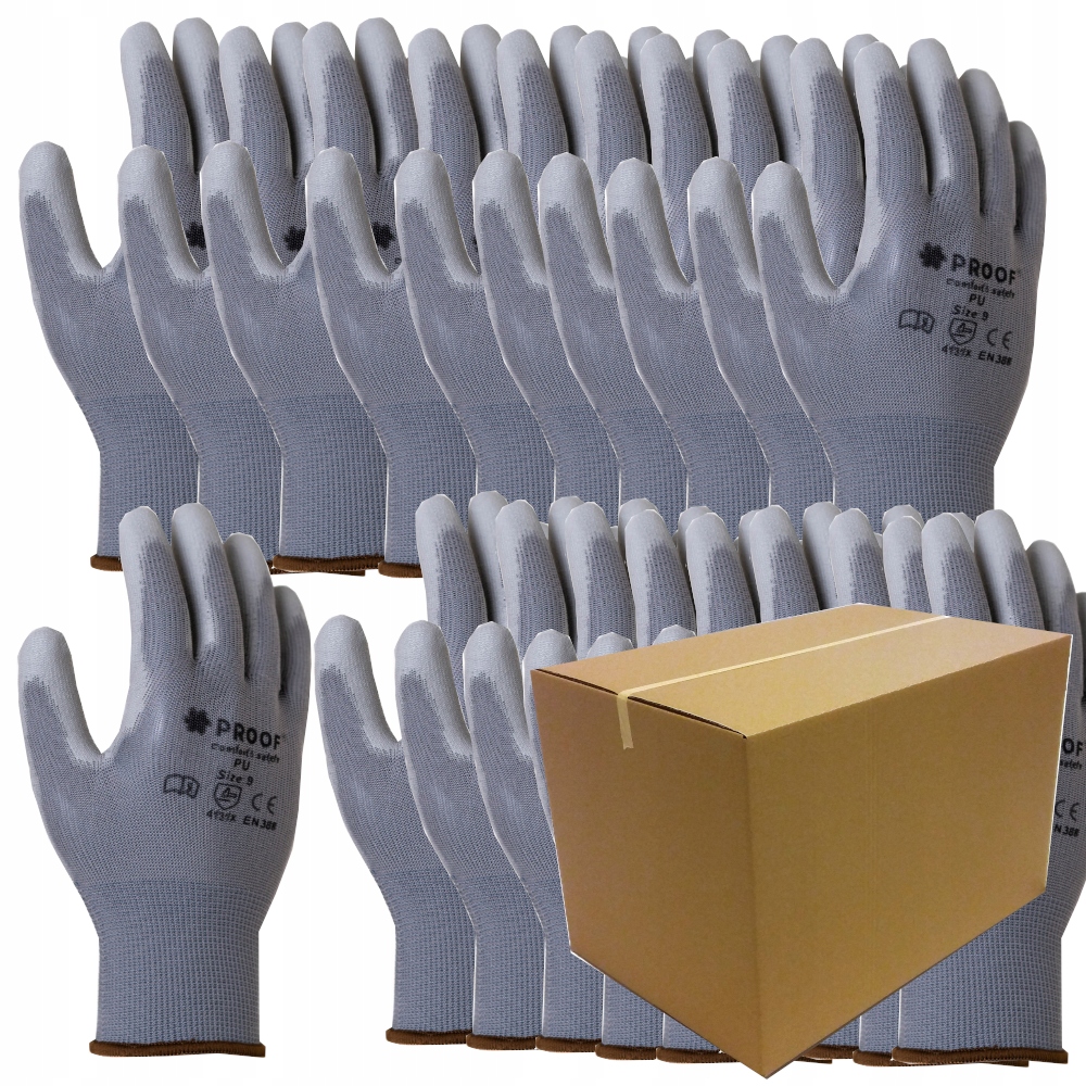 Робочі рукавички сірий поліуретан PROOF 10-300par