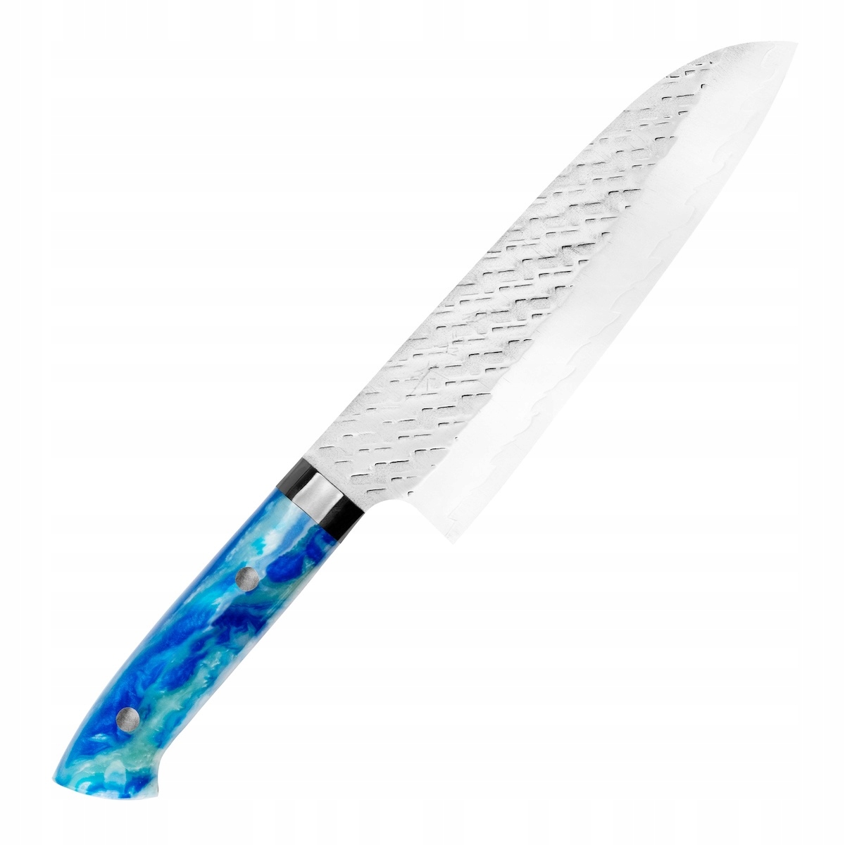 Takeshi Saji Strix Blue Acrylic Ručne kovaný japonský nôž Santoku 18 cm