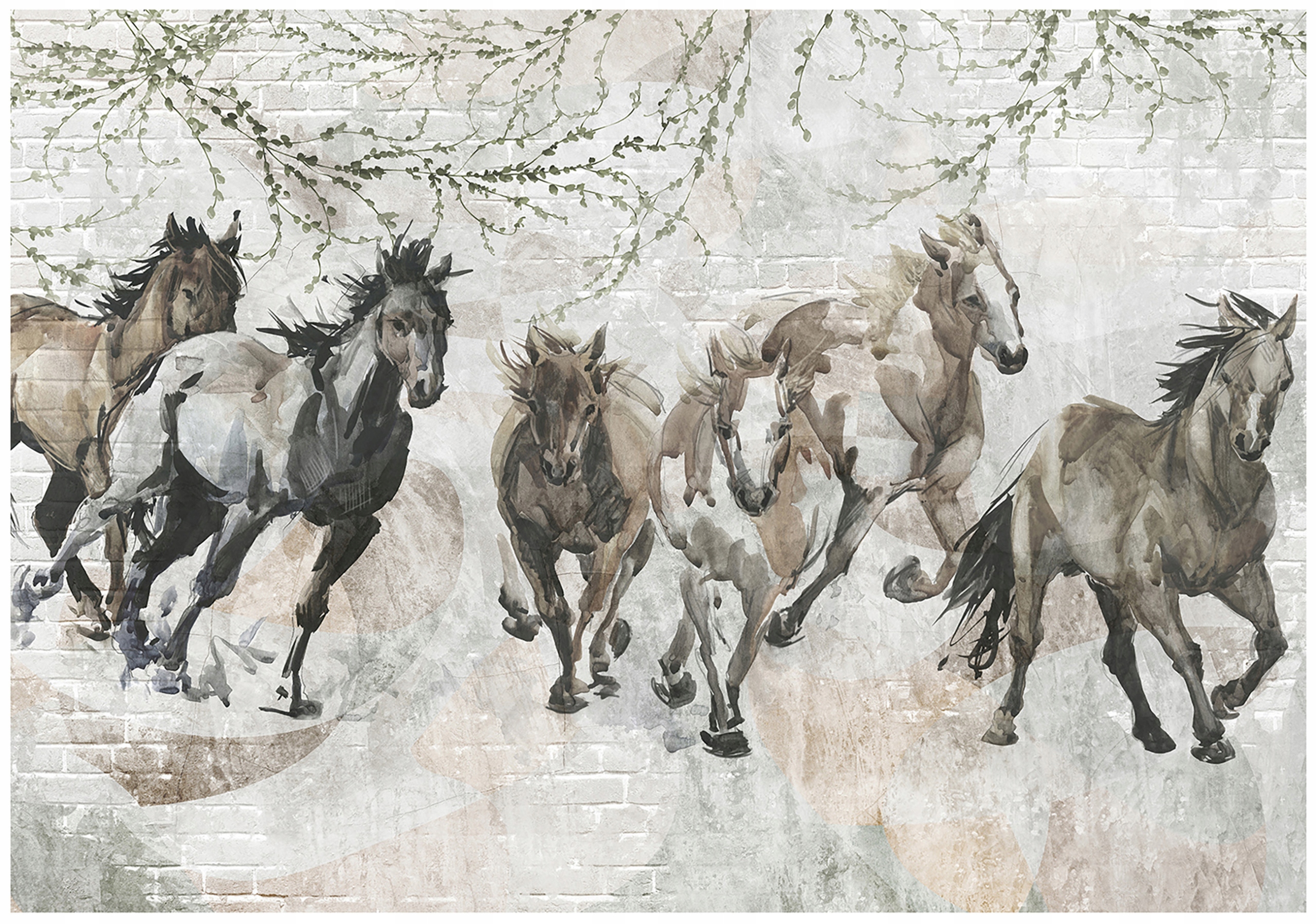 Vinylová Fototapeta Na Flizeline Kone Vintage Betón Zvieratá 254x184