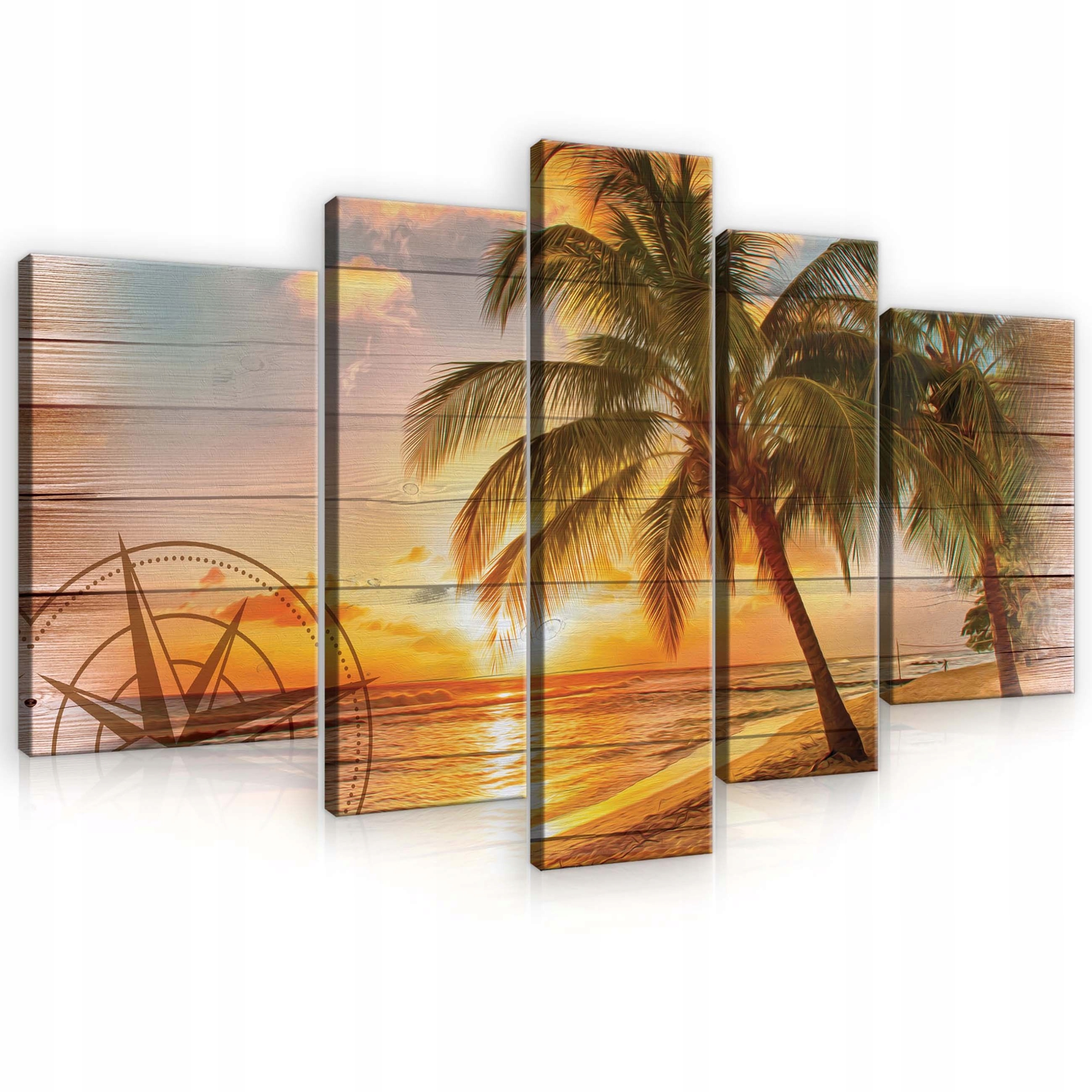 Obraz 170x100 Tropický západ slnka palmy pláž oceán leto exotika