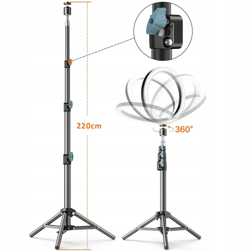 LAMPA PIERŚCIENIOWA LED RING 80W 30 CM STATYW 220 CM MAKIJAŻ YOUTUBE PILOT Waga produktu z opakowaniem jednostkowym 1.4 kg