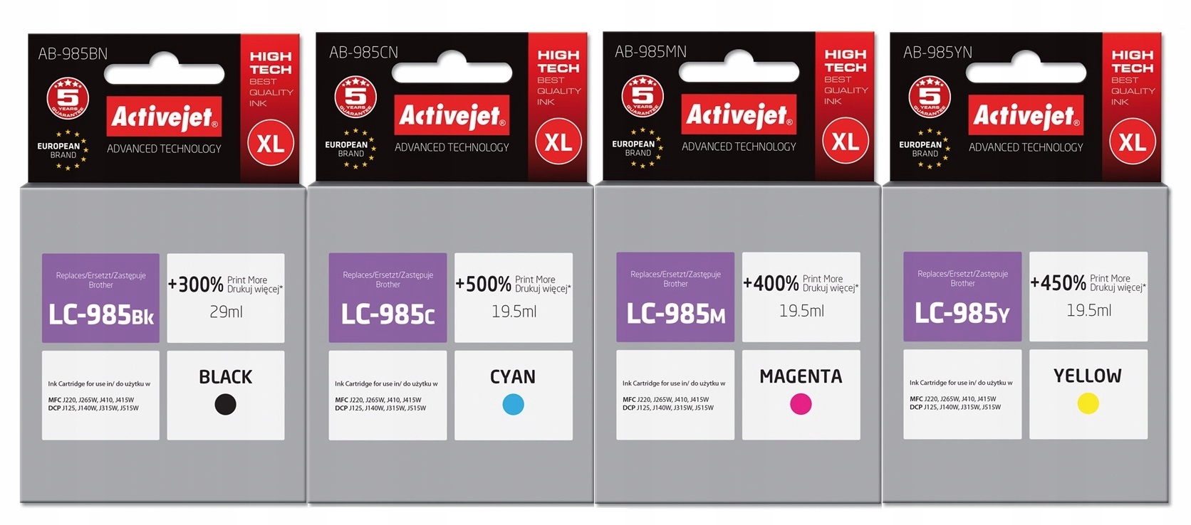 

Activejet LC985 Dcp J125 J315W J515W J140W 4KOLORY