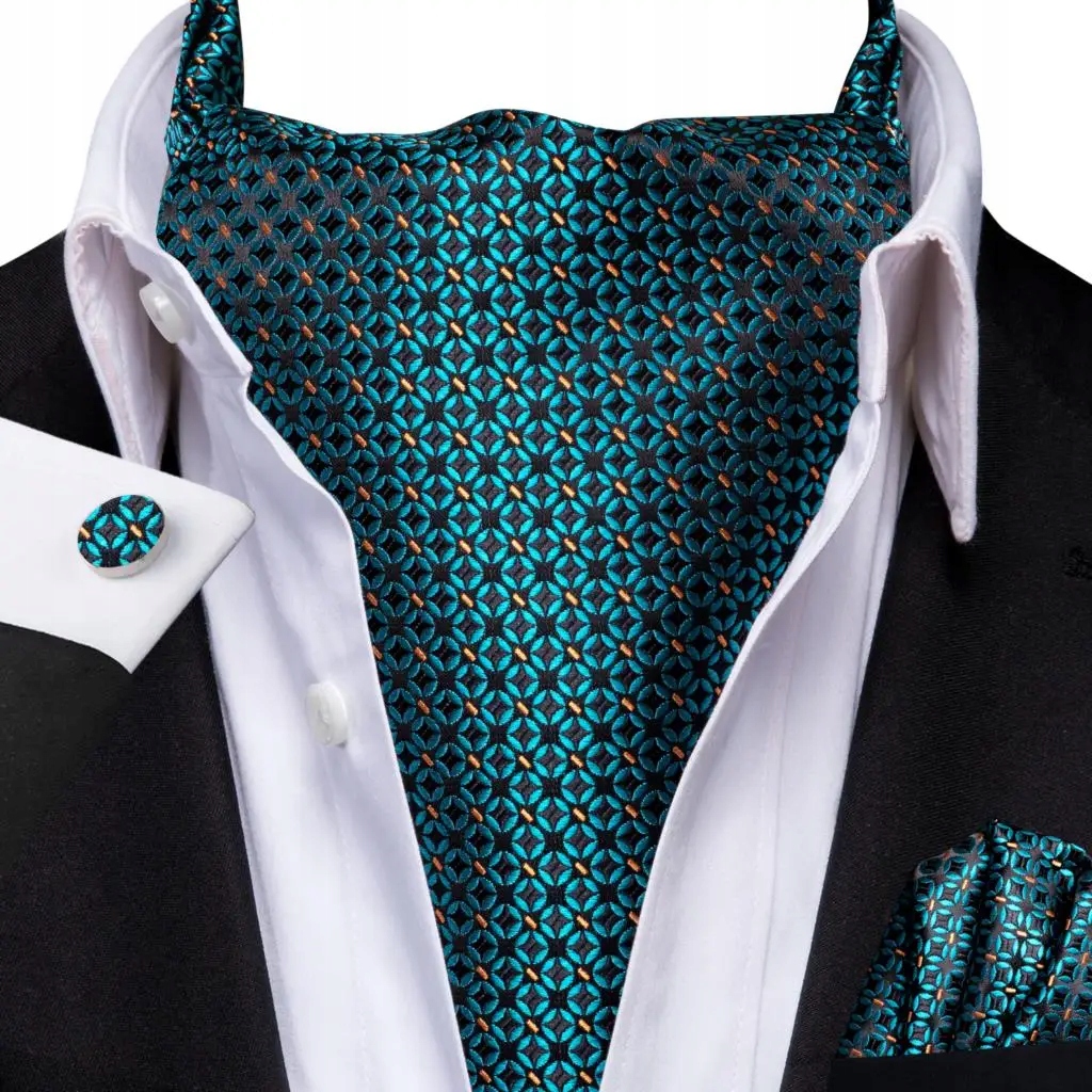 Hedvábný fularový kravat Ascot Žakárový módní set