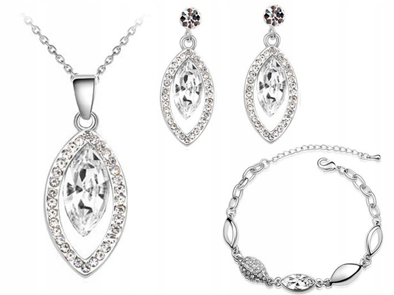 

Srebrny komplet biżuterii białe łezki na prezent