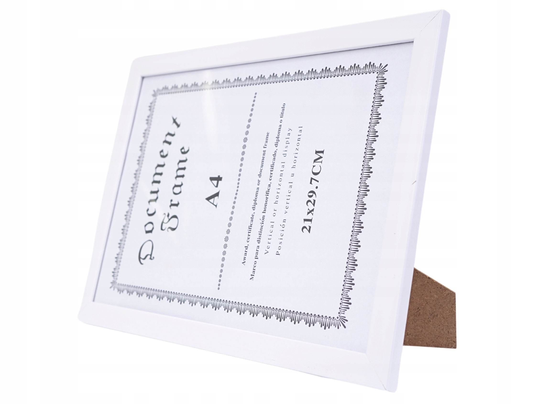 RAMKA NA ZDJĘCIA DYPLOM A4 GŁADKA BIAŁA RAMA SZKŁO Kolor biały