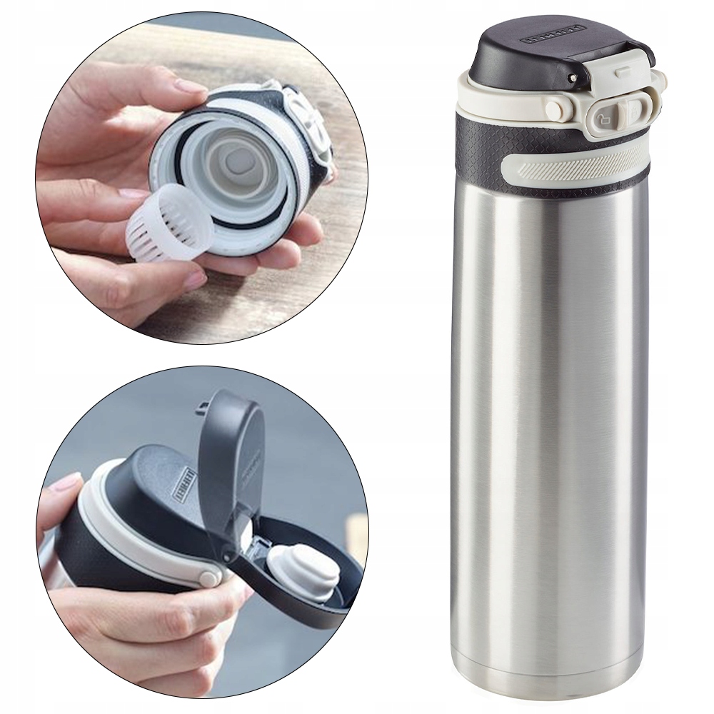 Termohrnek Termos Flip 600 ML Stříbrný Leifheit Udrží Teplo Až 18 Hodin
