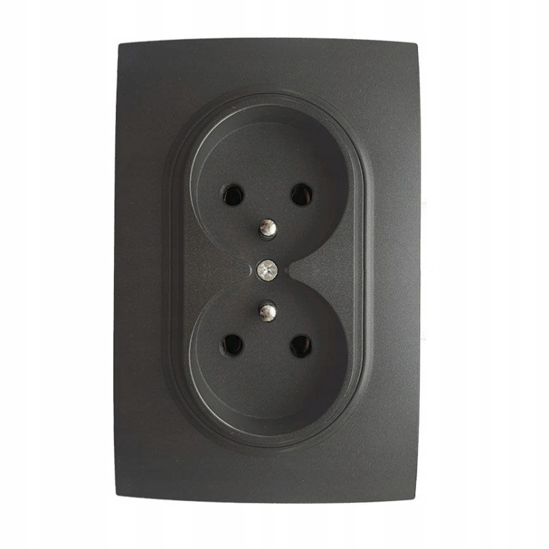 

Gniazdo podwójne z ramką plastikową, czarne, Soul