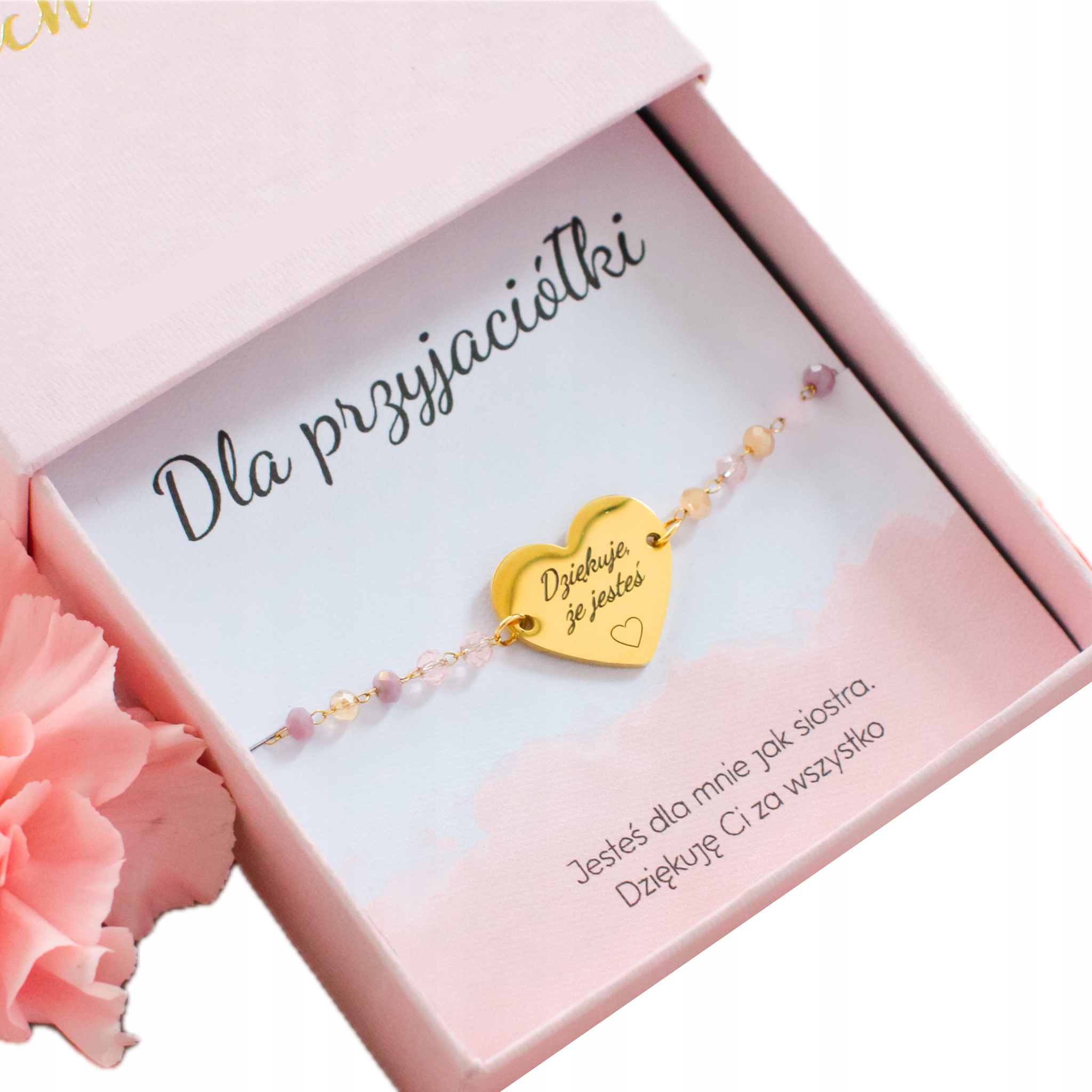 Serce z grawerem bransoletka dla przyjaciółki stal chirurgiczna