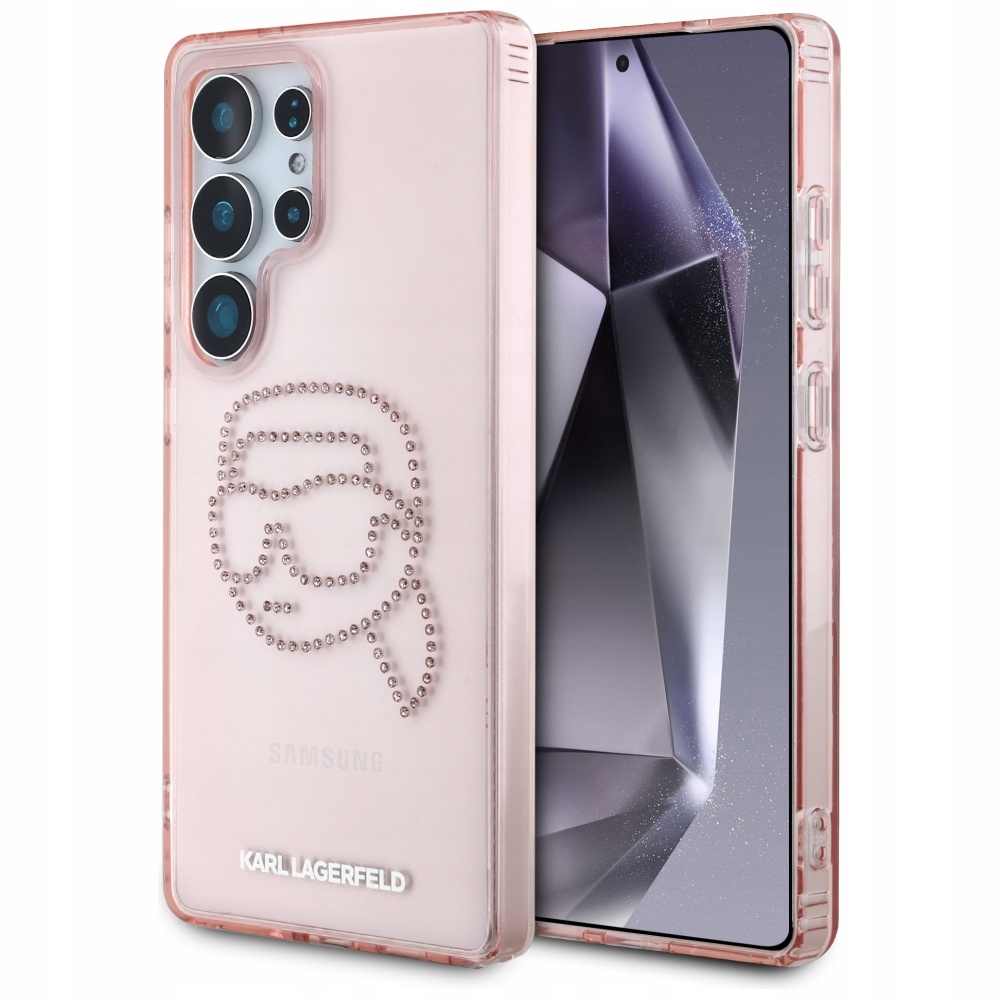 Pouzdro Karl Lagerfeld Rhinestones K. Head Logo Samsung Galaxy S25 Ultra růžové
